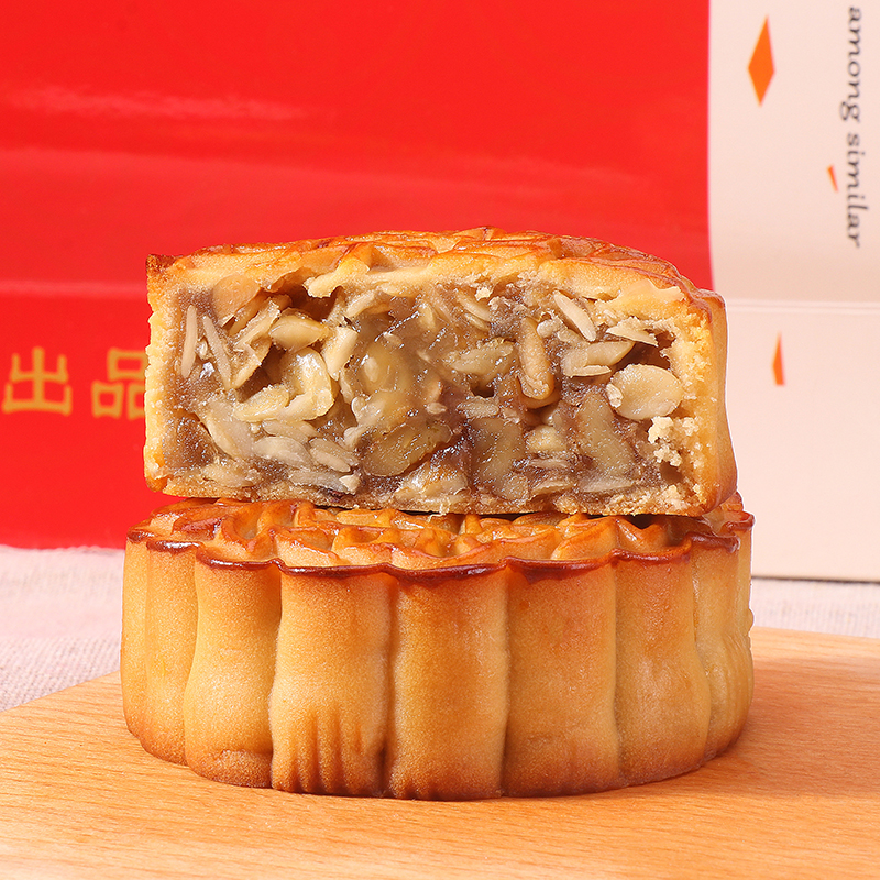 百年传承忠诚饼厂蜂蜜红豆广式加头叉烧伍仁中秋月饼4只装500克
