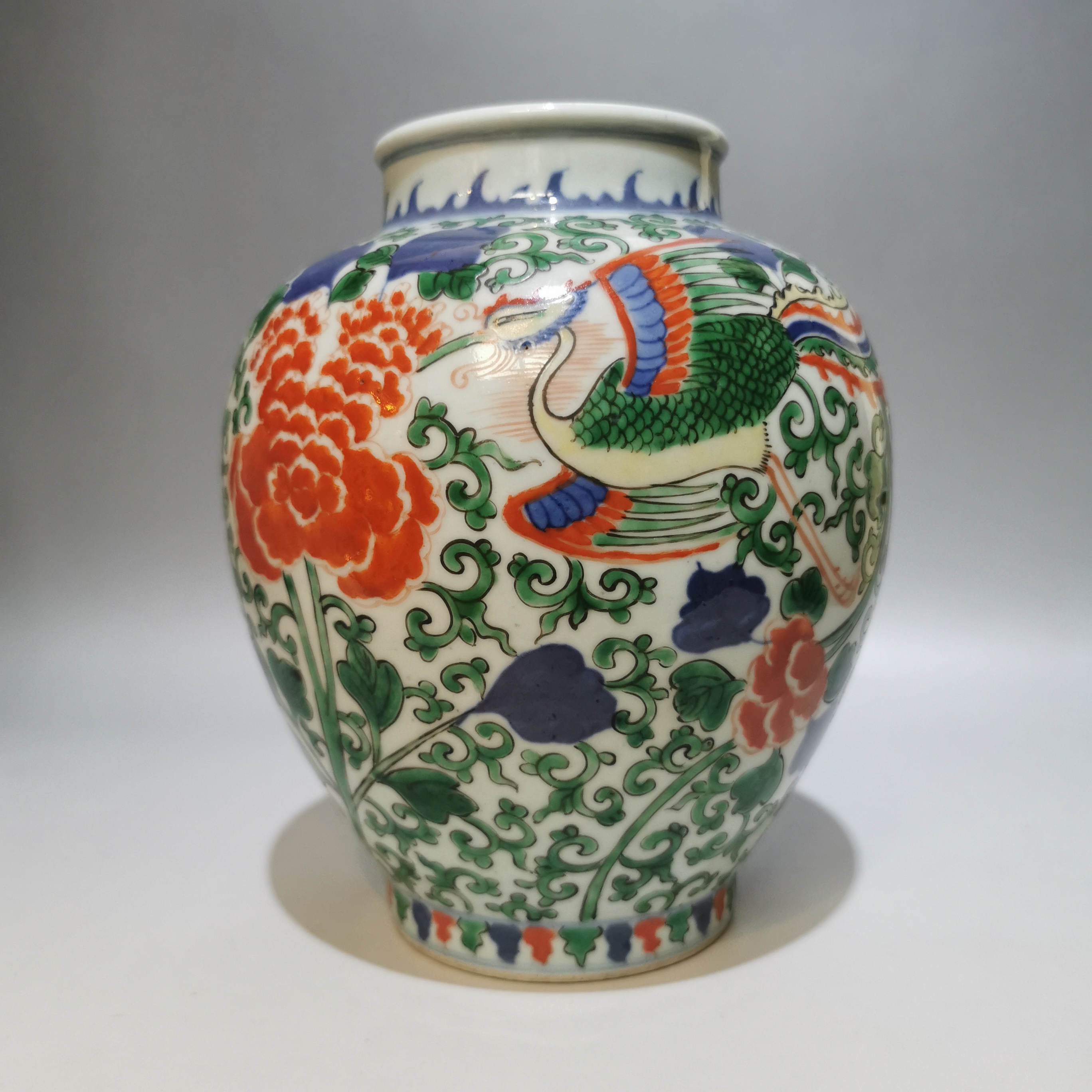 粉彩凤传牡丹纹花卉纹小罐#179#