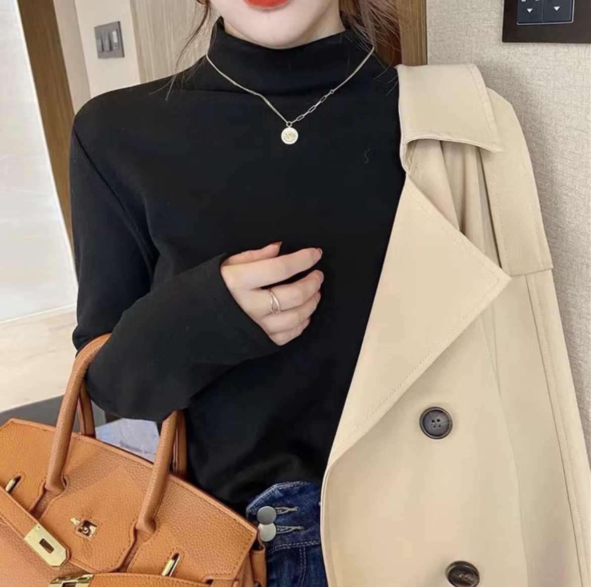 2025新款加大加肥秋冬款胖mm大码内搭弹力显瘦长袖纯色打底衫118