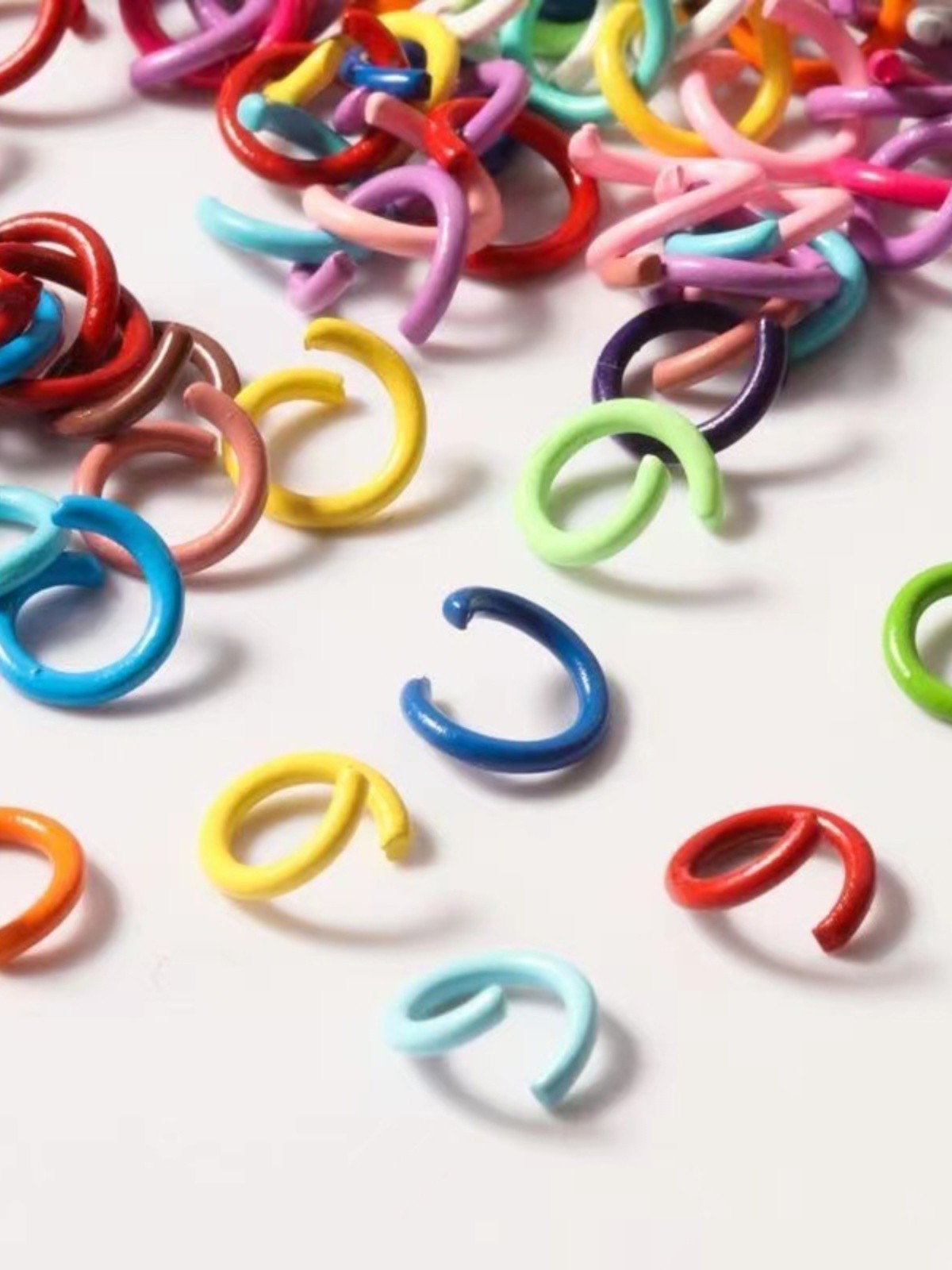 彩色金属开口圈C圈DIY自制钥匙扣挂环黑色饰品挂件辅助工具拼豆