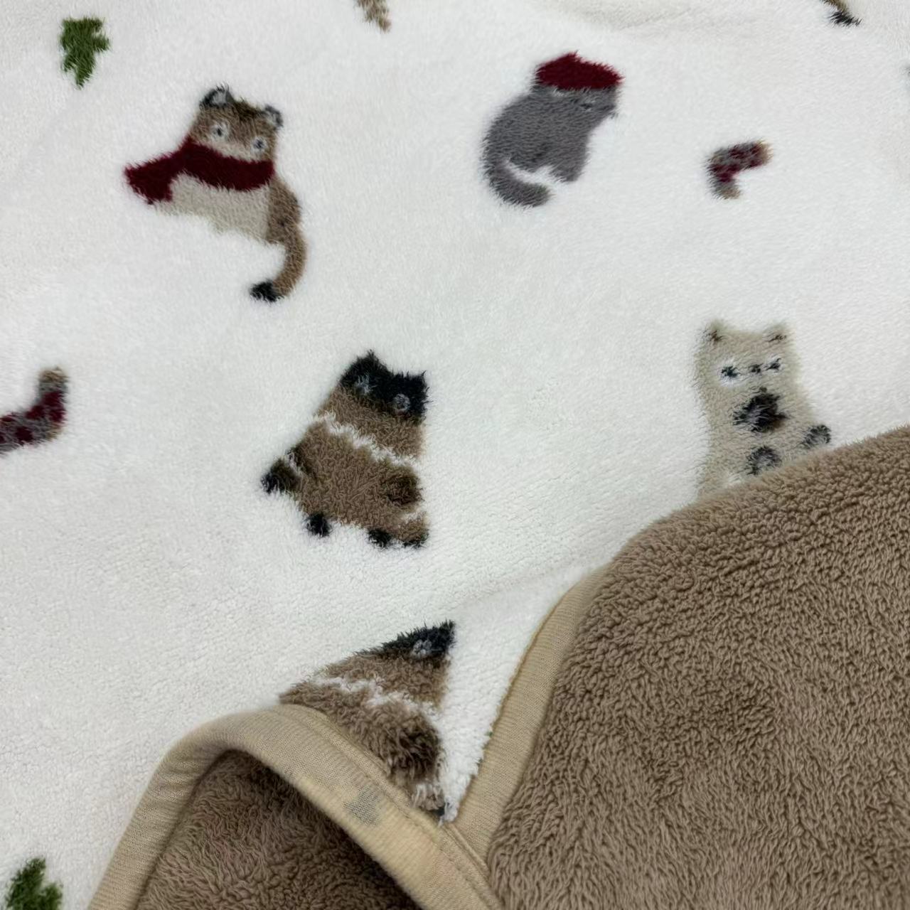 【树叶卡通】150温暖家居舒棉绒三层加厚被子小猫被