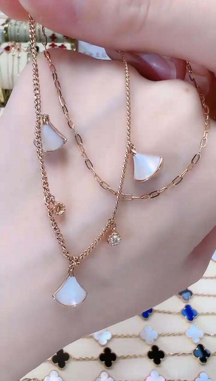 【闪购商品】贝壳（贝母）手链18K金镶嵌18K白贝母扇子手链