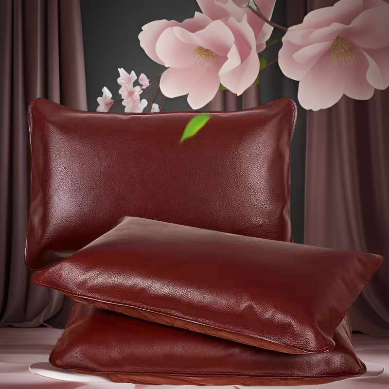 头层牛皮枕头套抱枕学生成人凉席透气柔软亲肤真皮枕套牛皮凉席