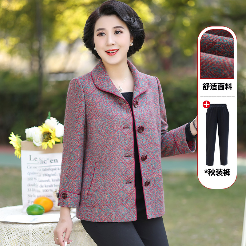 俞兆林中老年女装春秋2025新款时尚胖妈妈短外套上衣服装A0369