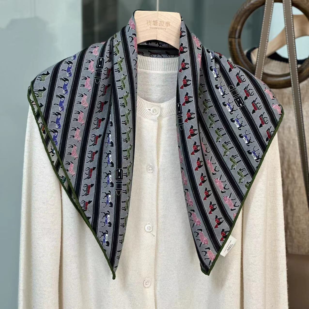 Qiantang Story/钱塘故事70丝毛-条纹小马围巾65*65cm