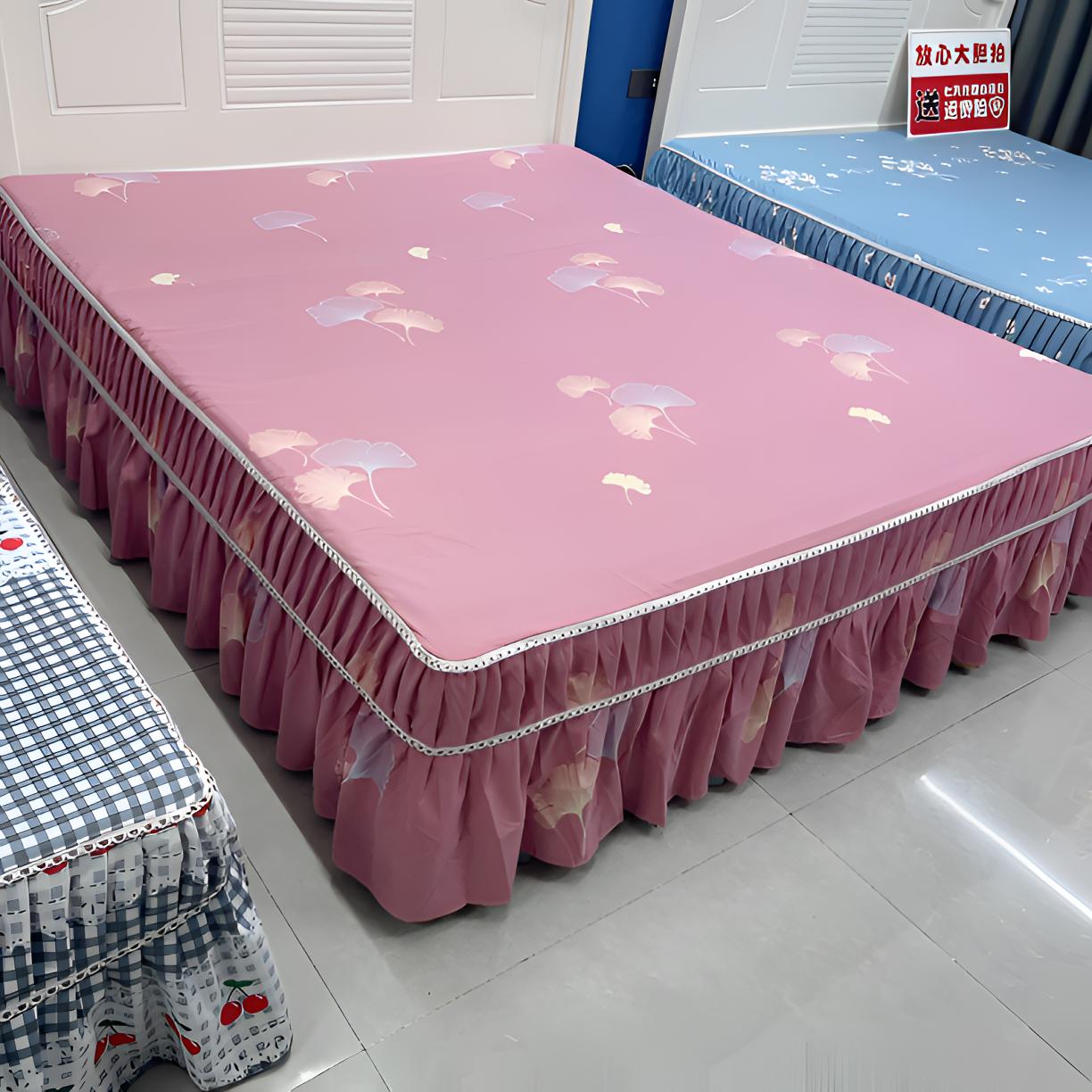 （银杏叶粉）单件床罩亲肤罩床带裙边保护套轻奢床裙床罩床裙最新款