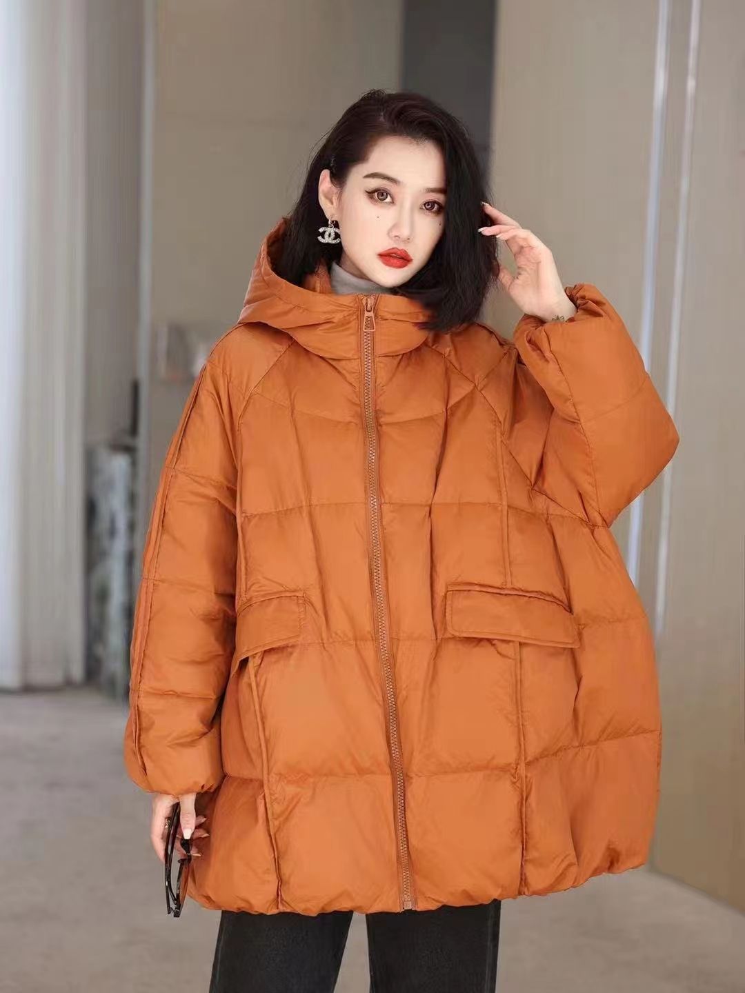 2023新款韩版羽绒服女宽松大码连帽文艺休闲时尚加厚保暖面包服潮