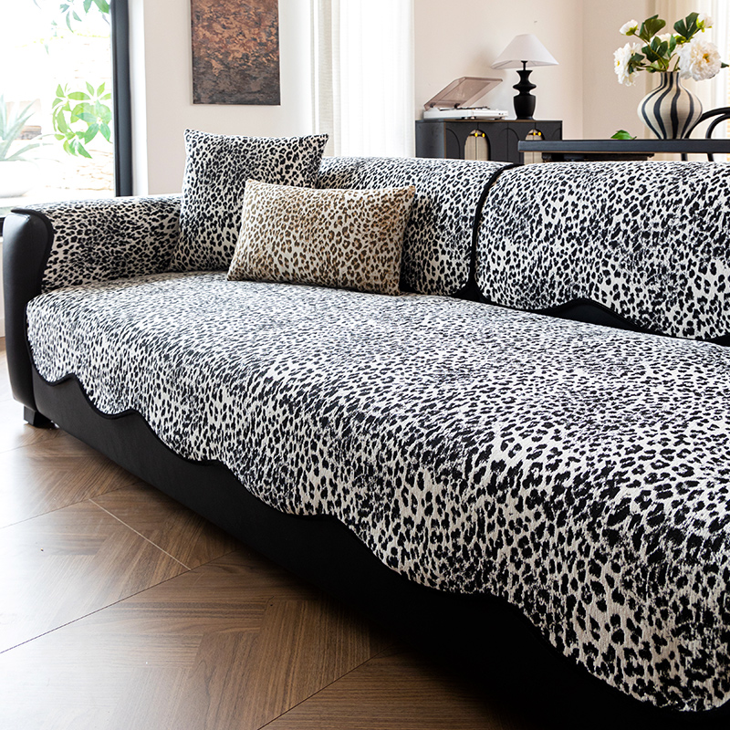 【摩登豹纹】不规则异形沙发垫2024美式豹纹雪尼尔坐垫沙发套罩盖巾
