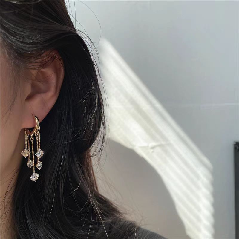 铜合金耳饰 耳环时尚百搭气质简约轻奢小众个性长款5636