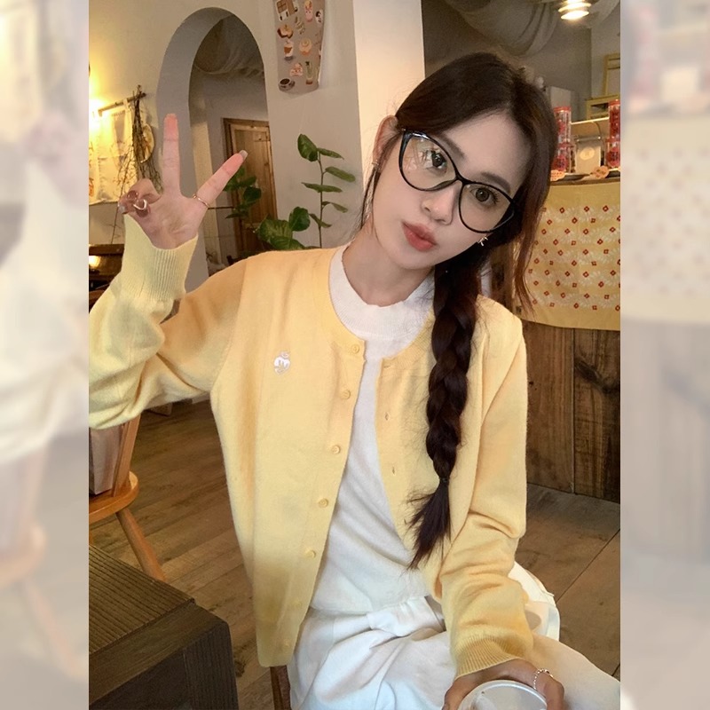 假两件撞色针织毛衣开衫外套女装早春季新款设计感内搭打底衫上衣