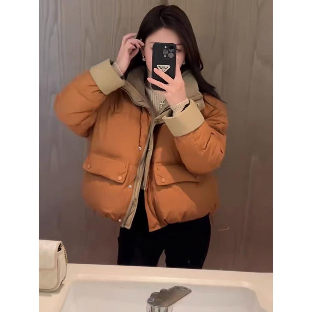 波司登白鸭绒羽绒服女士短款冬装2023新款面包服小个子宽松显瘦保