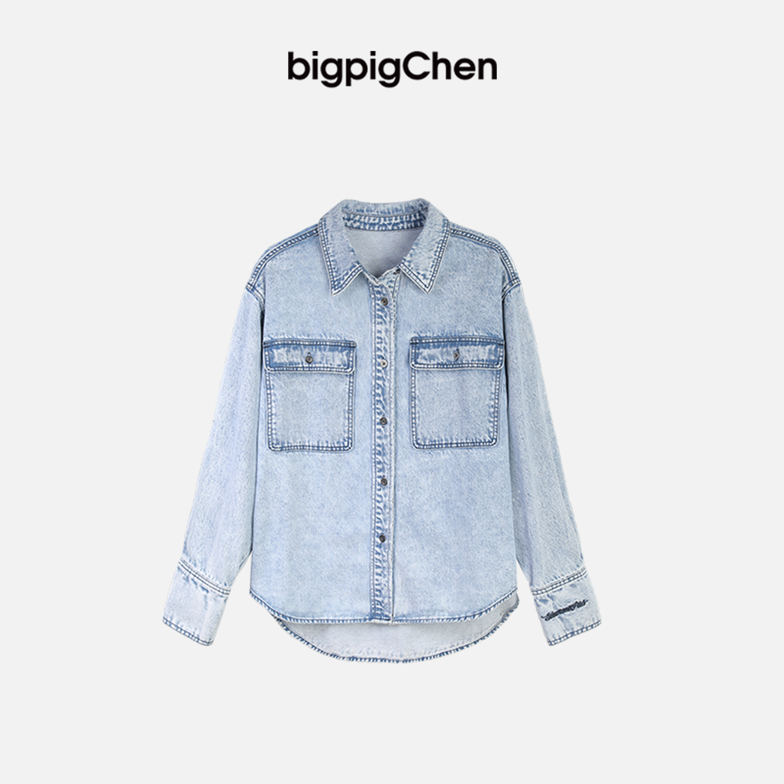 陈大猪【蔚蓝海岸】秋冬牛仔衬衫复古时尚百搭翻领亲子-DLQ317155