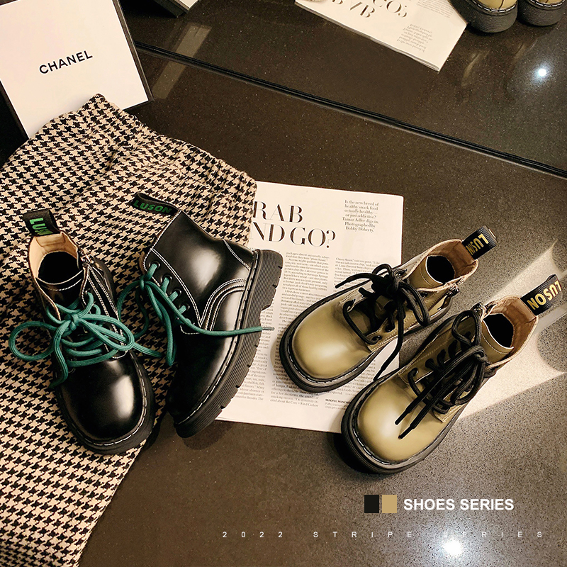 陈大猪【马丁靴】秋冬加绒棉靴时尚潮复古英伦风儿童短靴-NC1832