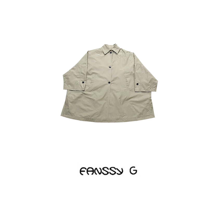 EANSSY G馥罹冬季新款秋冬长袖宽松简约卡其风衣NA2310B006