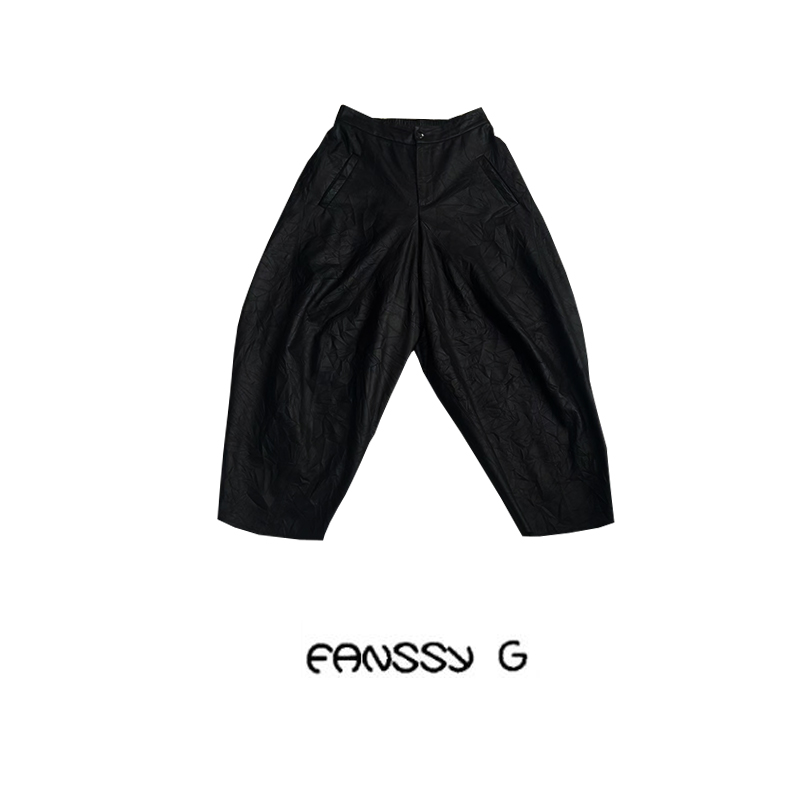 EANSSY G冬季馥罹秋冬黑色潮流时尚皮裤九分裤NA2310D022