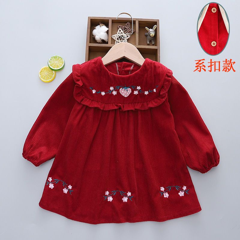 宝宝护衣外穿洋气小孩围兜防水防脏水晶绒公主围裙秋冬款长