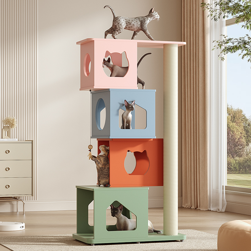 叠叠乐猫爬架多猫窝积木猫爬架通天柱猫树猫抓板一体大型豪华猫架