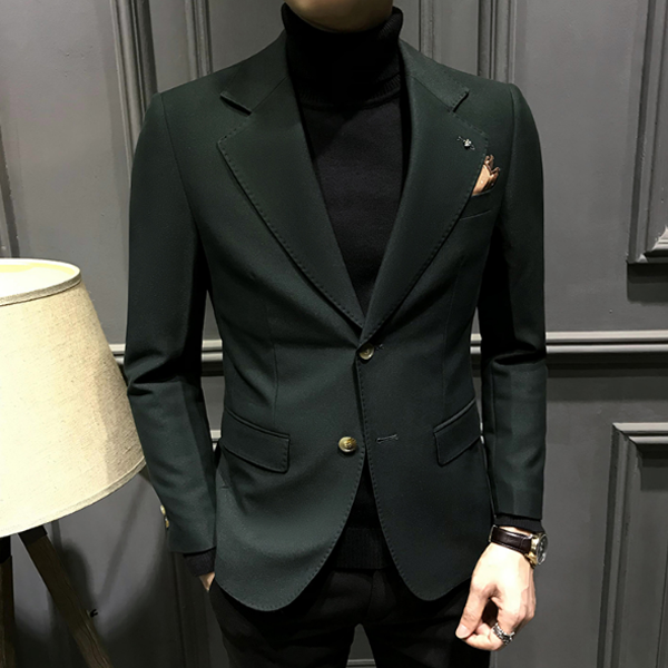 2024新款秋季青年百搭纯色修身西服男士商务休闲单排扣西装男装