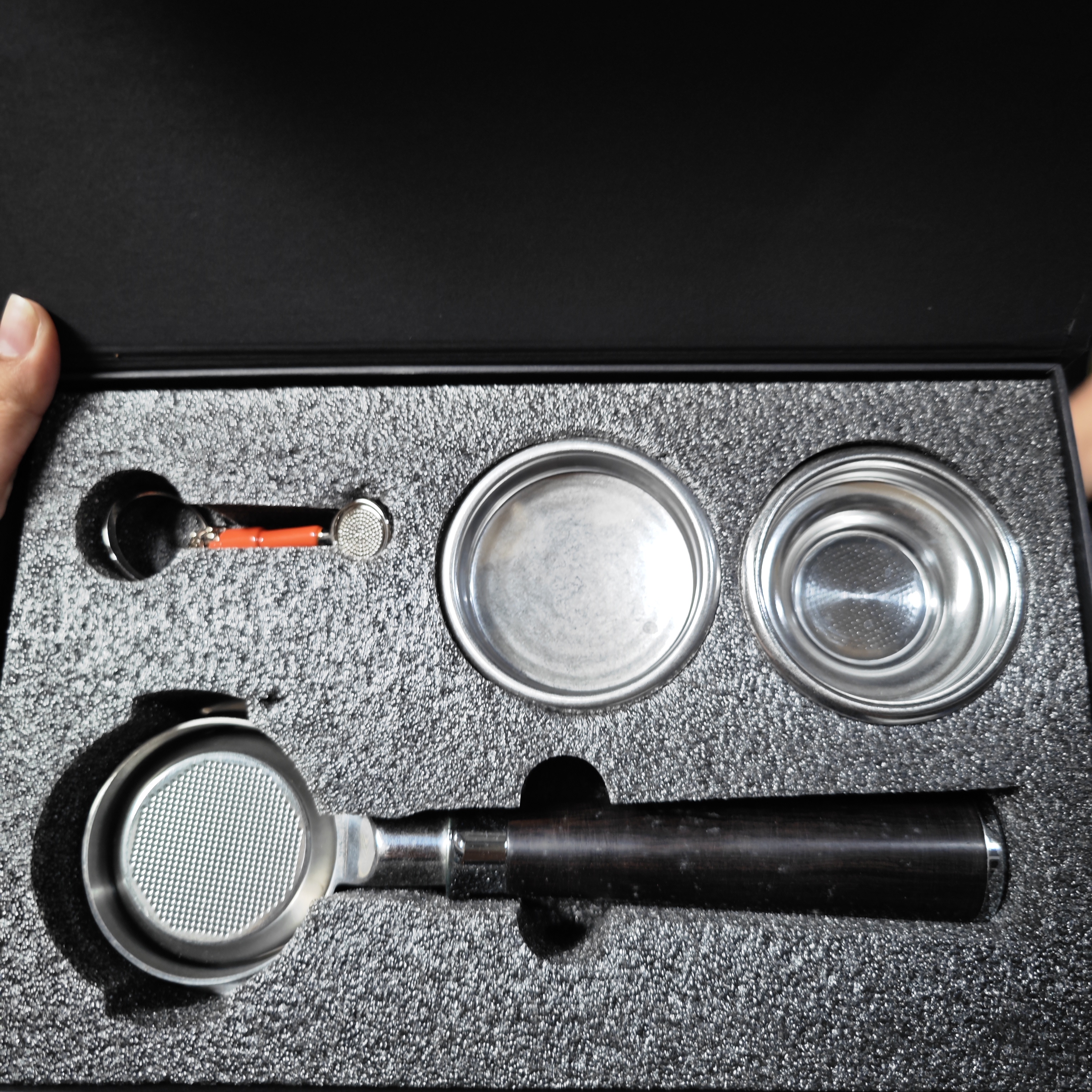 58mm无底咖啡机手柄四件套 紫光檀