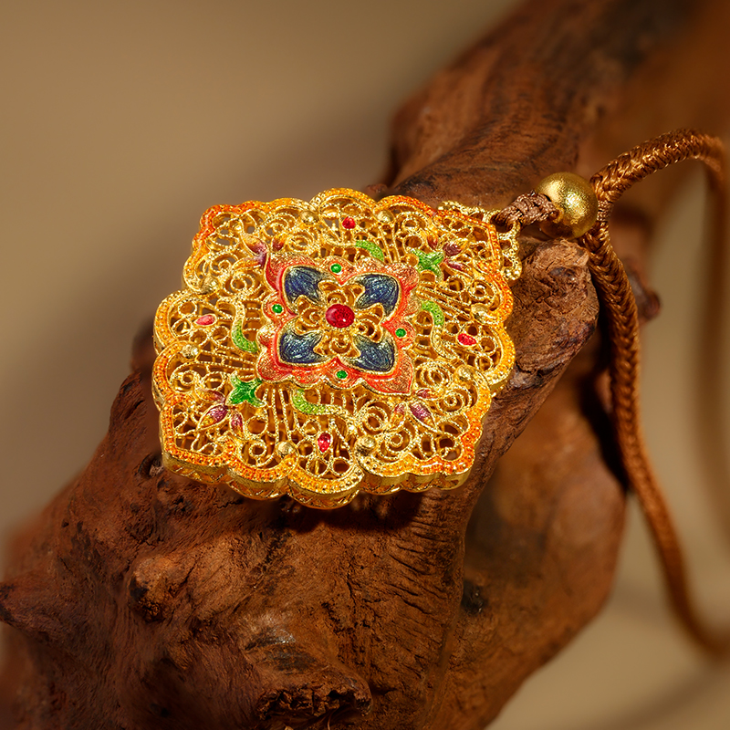 【萃华金店】满堂彩丨宫廷风古法金镂空花丝烧蓝足金系列CHR0015