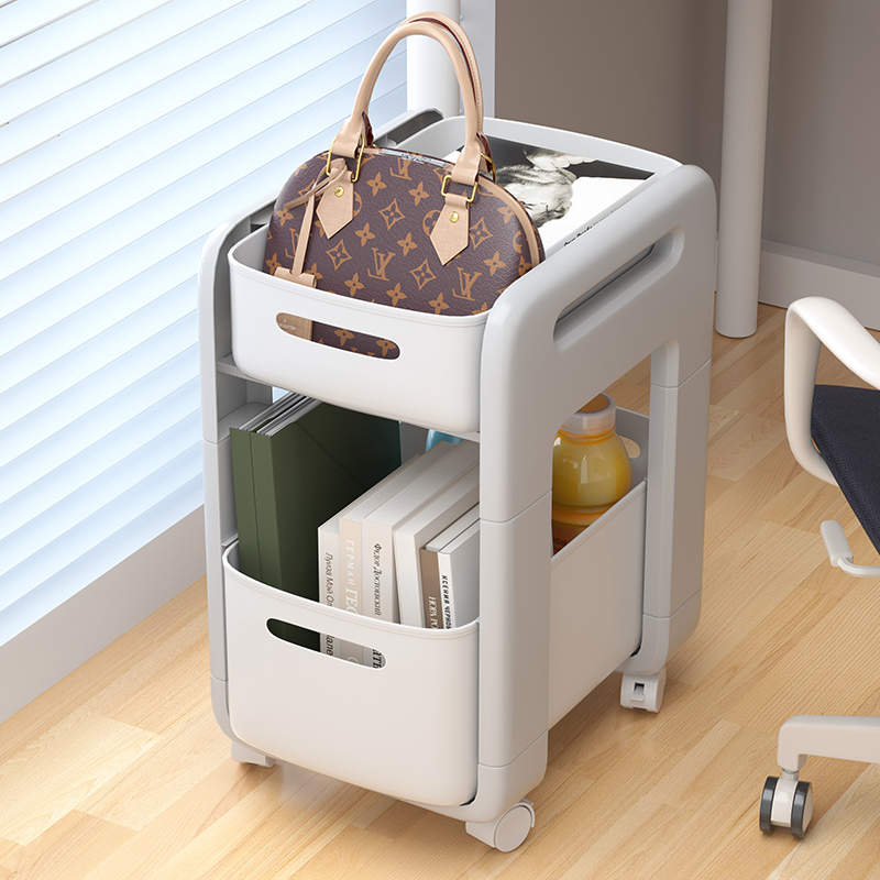 可移动书架置物架儿童玩具收纳架阅读家用小推车带轮落地简易书柜