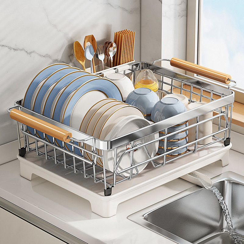 优勤碗碟收纳架沥水碗盘架304不锈钢碗架厨房置物架放碗筷沥水篮