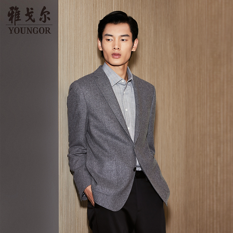 【绵羊毛+山羊绒】雅戈尔秋季新品男士西服上衣保暖西装外套225145
