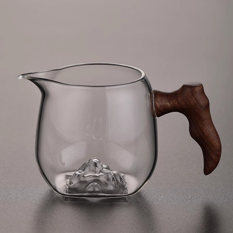家用玻璃公道杯加厚带手柄泡茶公杯茶漏一体耐高温茶具配件分茶器