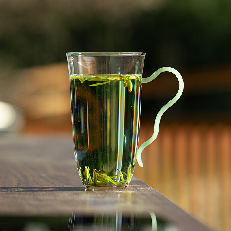 高颜值透明绿茶杯高档个人专用玻璃杯女神杯水晶杯子办公室泡茶杯
