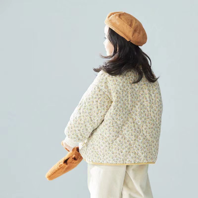 儿童棉衣女童碎花棉袄女孩加绒加厚棉衣儿童花保暖上衣神器