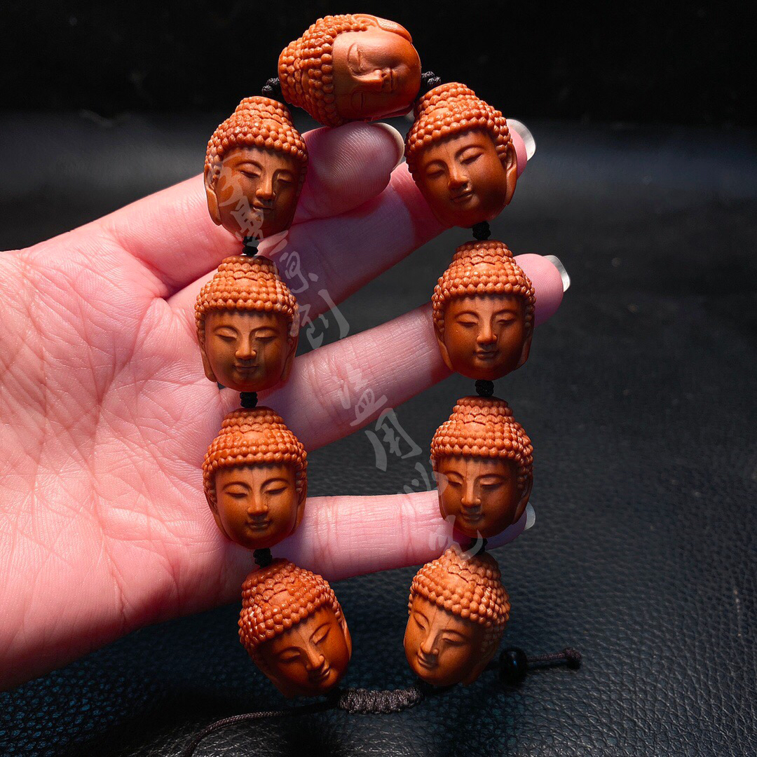橄榄核老料雕刻「大日如来」手串男女文玩盘玩核雕工艺品