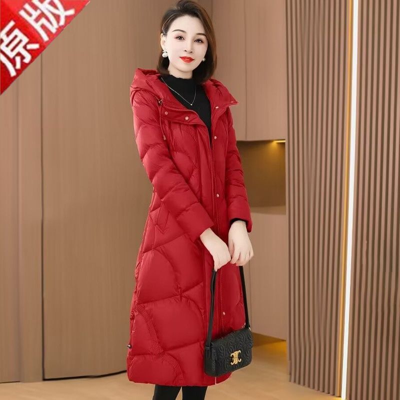 波司澄2023年新款冬季羽绒服女中长款加厚保暖修身显瘦过膝连帽外