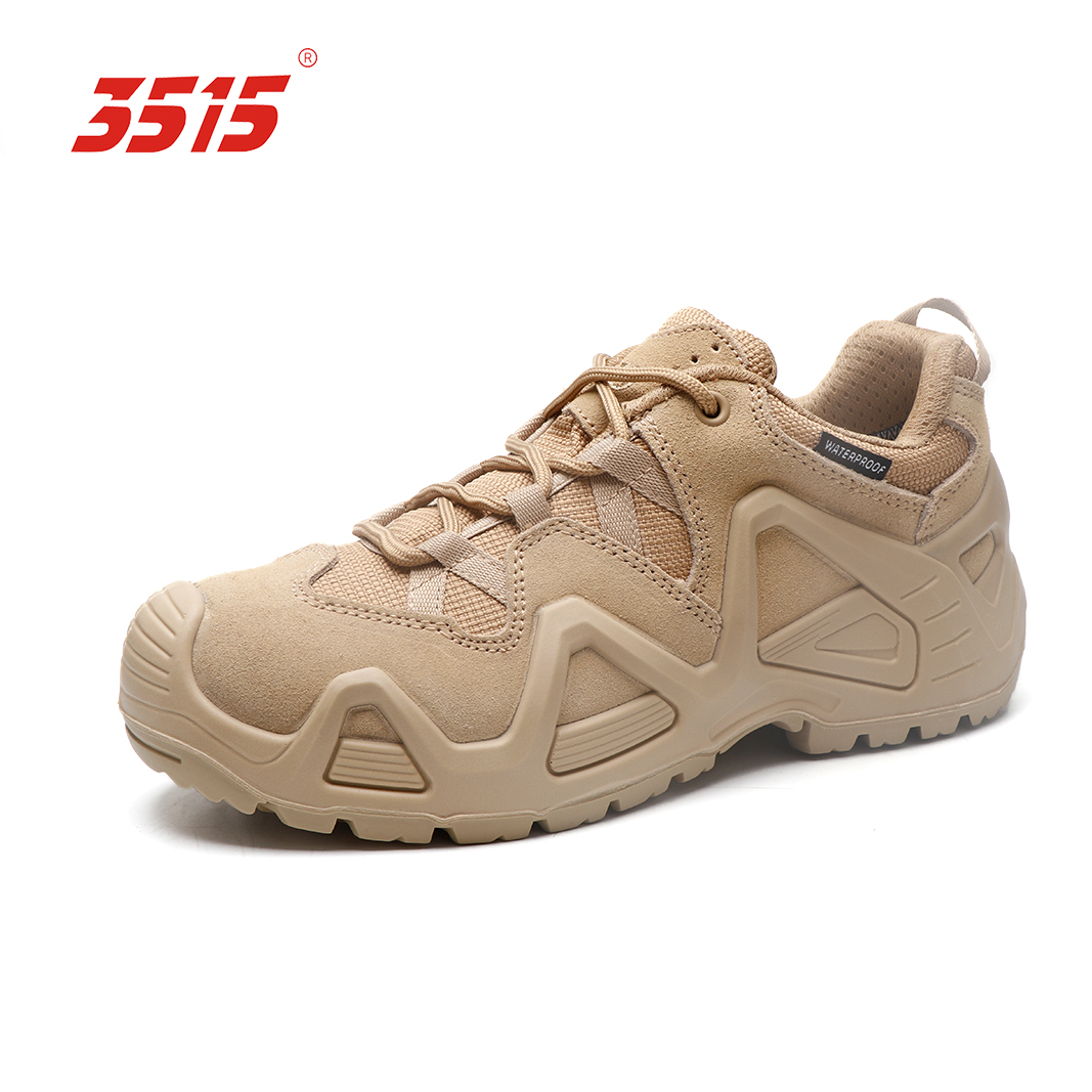 3515徒步登山鞋男鞋低帮沙色防水袜套防刺穿轻便耐磨户外鞋战术鞋