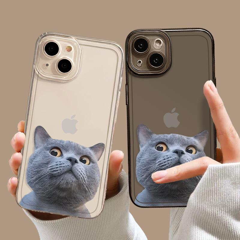 蓝猫手机保护壳适用苹果15猫咪iphone14promax可爱15猫15mini宠物