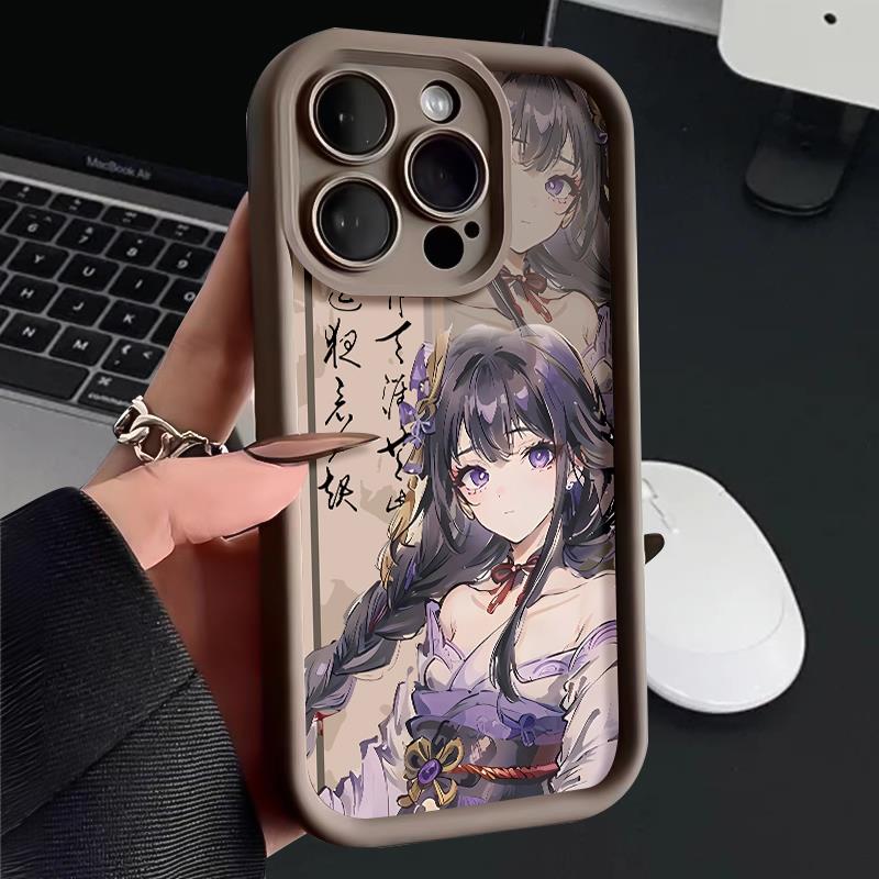 适用原神雷电将军iphone15pro苹果14手机保护壳13pro新款15糖果阶