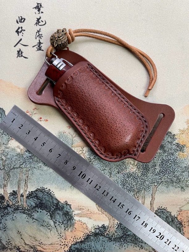 简师傅超级坦克大马士革钢水果刀套