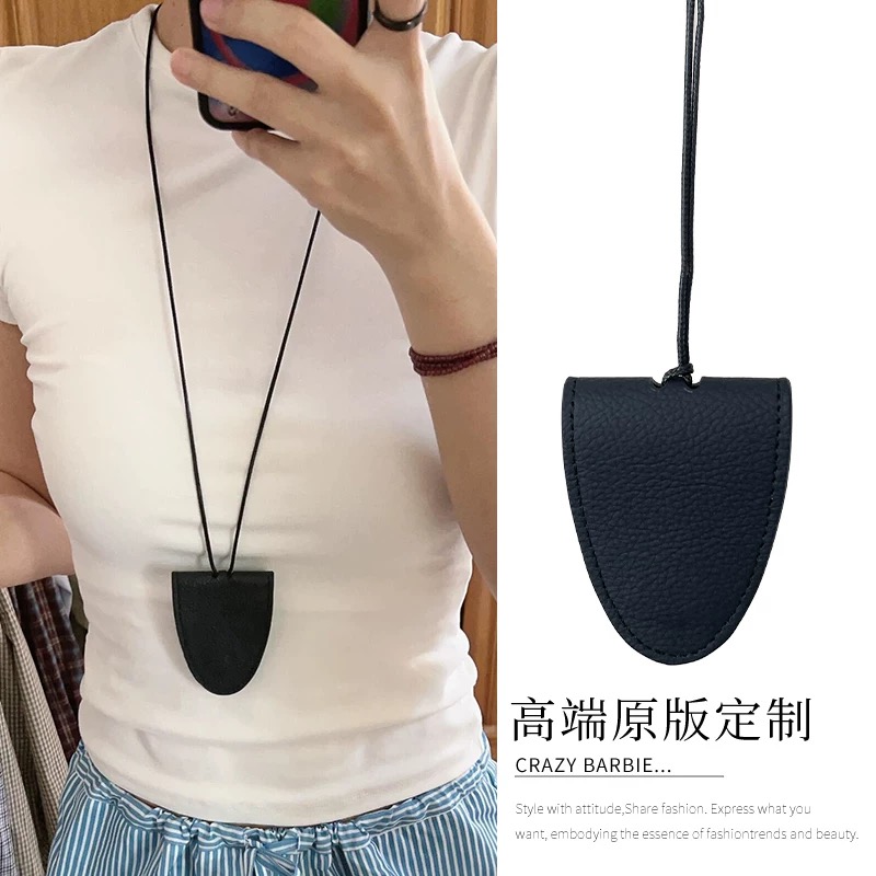 非金属皮质项链 迷你皮质多功能百搭黑色挂绳项链墨镜夹简约女C44