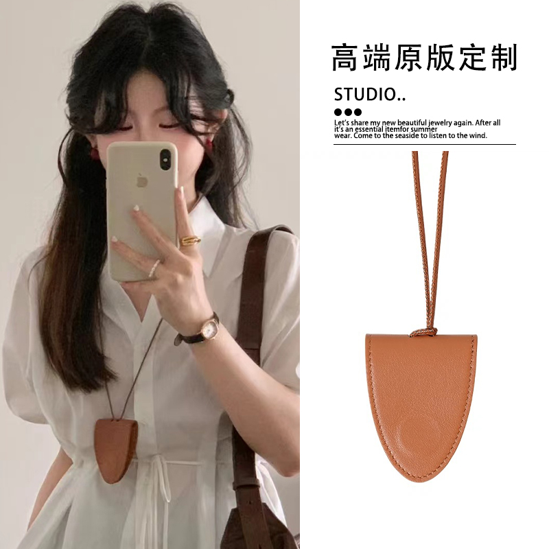 非金属皮质项链 迷你皮质多功能百搭黑色挂绳项链墨镜夹简约女C44