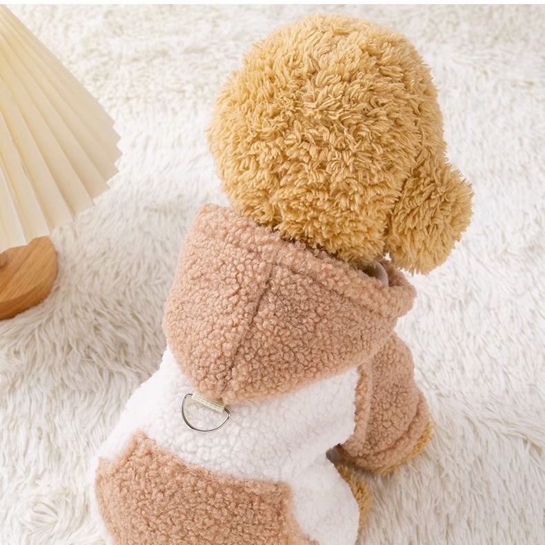 保暖加绒泰迪宠物比熊猫咪冬季小型牵引狗狗衣服冬秋冬两脚棉衣