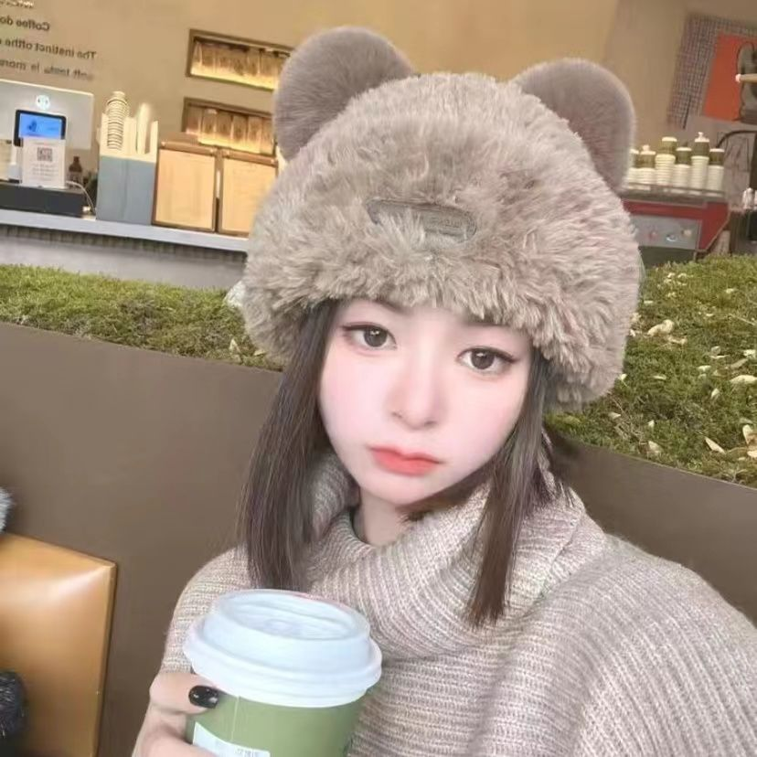 【小熊帽】秋冬毛绒绒可爱保暖熊熊帽子显脸小女生必备出行旅游约