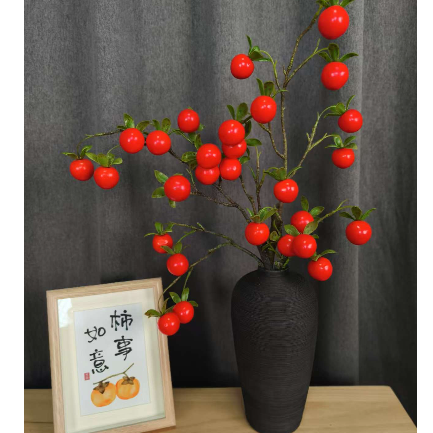 【新款小柿子】高端仿真柿子老鸦柿仿真番茄果居家摆件柿柿过年摆件