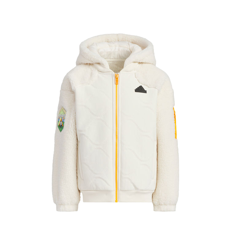 adidas/阿迪达斯儿童装24秋冬男女小童摇粒绒连帽保暖外套JJ4951