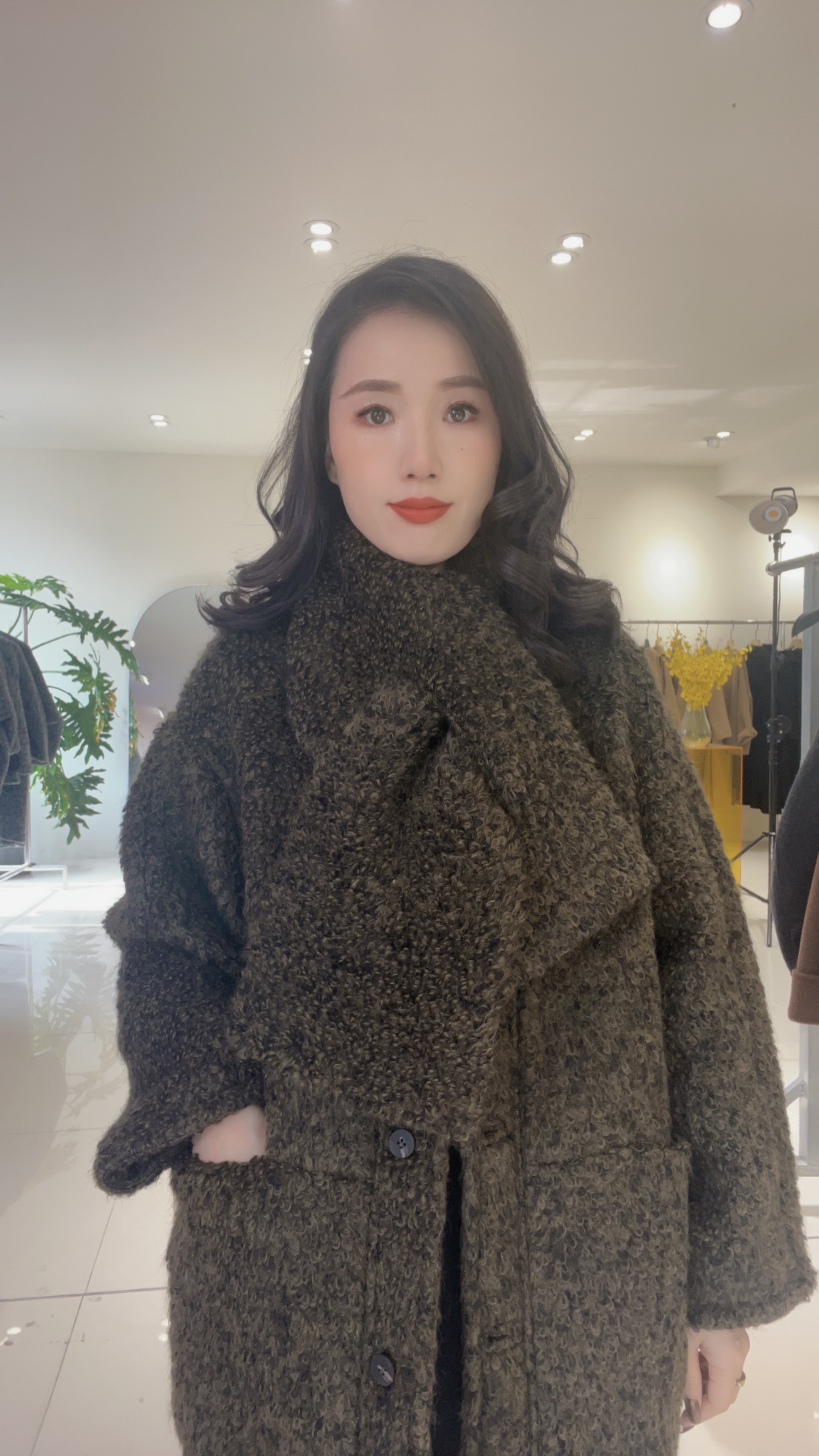  【赛姐高奢】2024冬季新款时尚长款开衫毛呢大衣气质3044