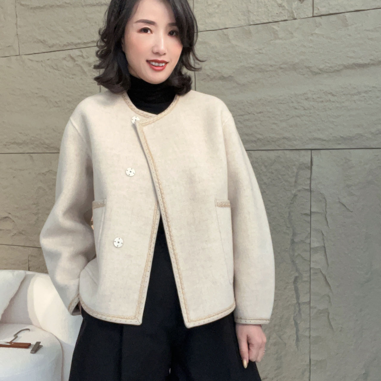  【赛姐高奢】骆驼绒大衣气质时尚休闲百搭宽松秋冬305