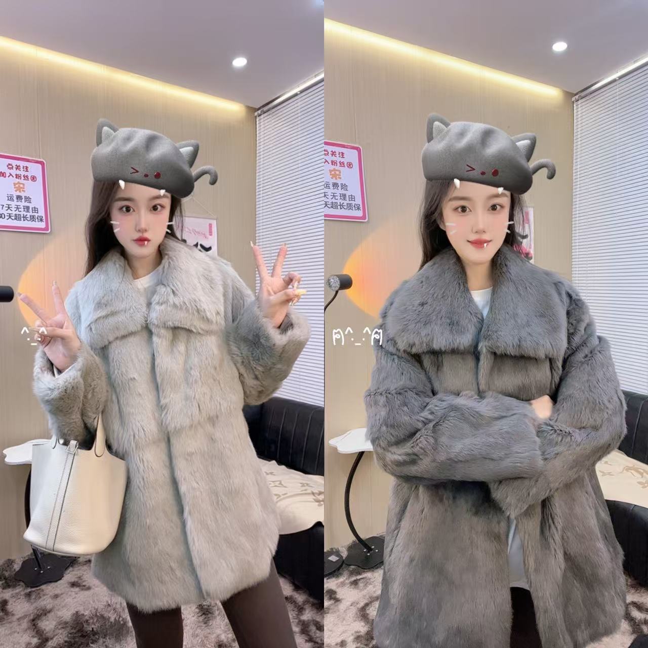 大漂亮推荐丨“时尚大翻领”兔毛皮草皮毛一体真皮真毛宽松外套