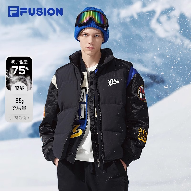 FUSION羽绒马甲男23冬新款时尚保暖宽松立领上衣T11M342903
