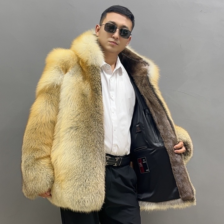 芬兰皇冠级金岛狐男装带帽