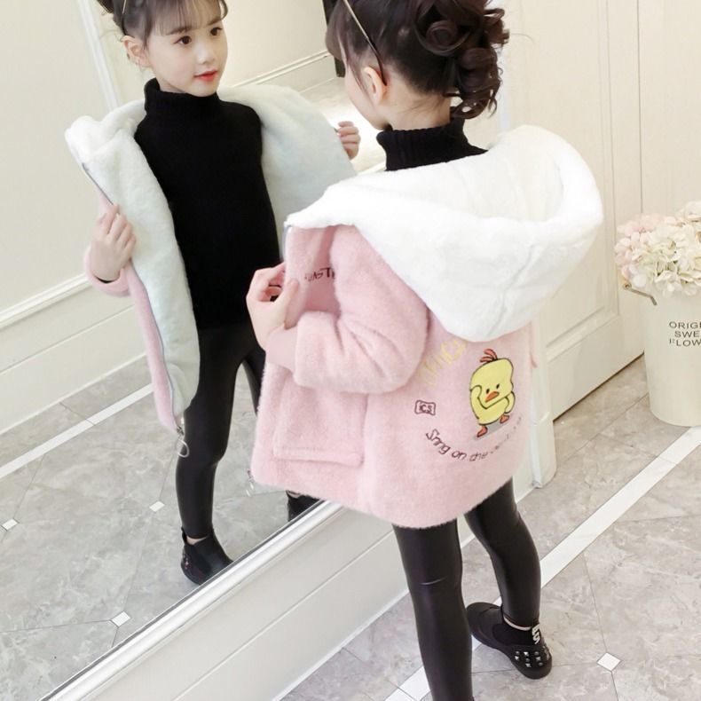 【小扬哥推荐】女童秋冬装加厚外套2023新款儿童仿皮草公主洋气保