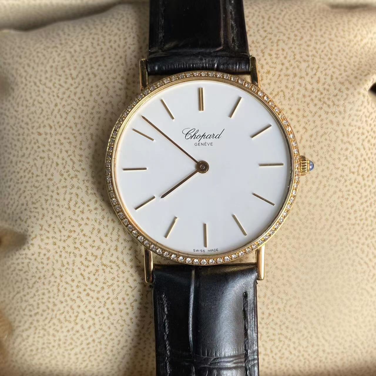 95新 Chopard/萧邦 18k金/石英/女表/镶钻女士气质时尚古典名表