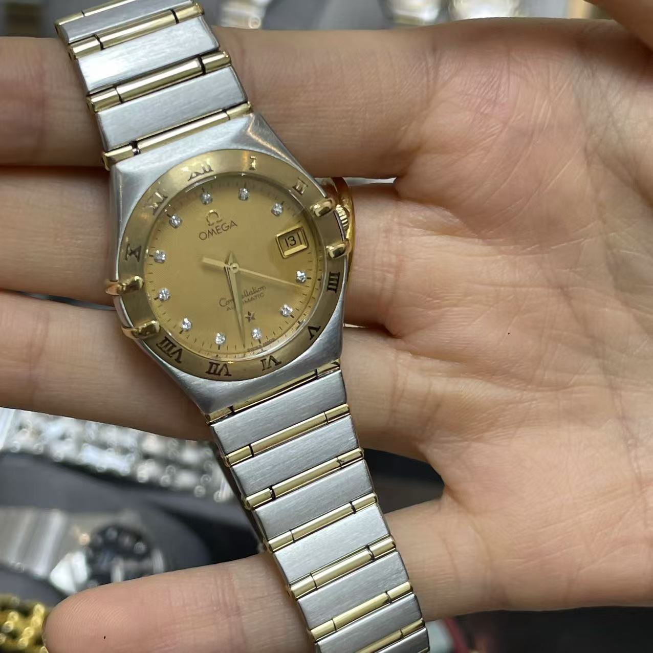95新 Omega/欧米茄 星座系列/27.5mm/自动机械/间金/气质/女表